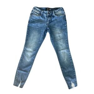 Classic Blue Frayed Skinny Jeans